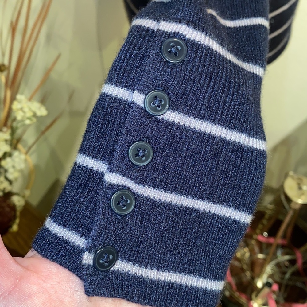 Gap striped sweater XS petite navy blue open neck - Picture 4 of 7